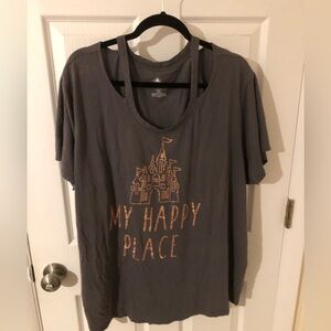 Cutout Cinderella’s castle tee shirt in plus size. Rose gold
